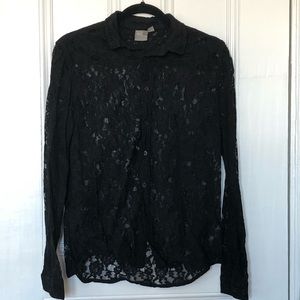 ASOS Lace Button Up - Black (Medium)